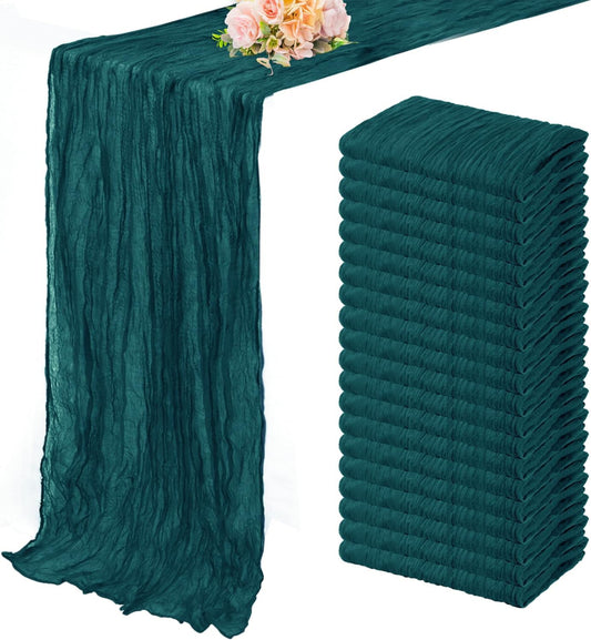 20 Pack Teal 10FT Cheesecloth Table Runner Rustic Gauze Cheese Cloth Table Runner for Wedding Bridal Baby Shower Table Decorations Boho Fabric Sheer Birthday Party Table Decor 20 x 120 Inch Long
