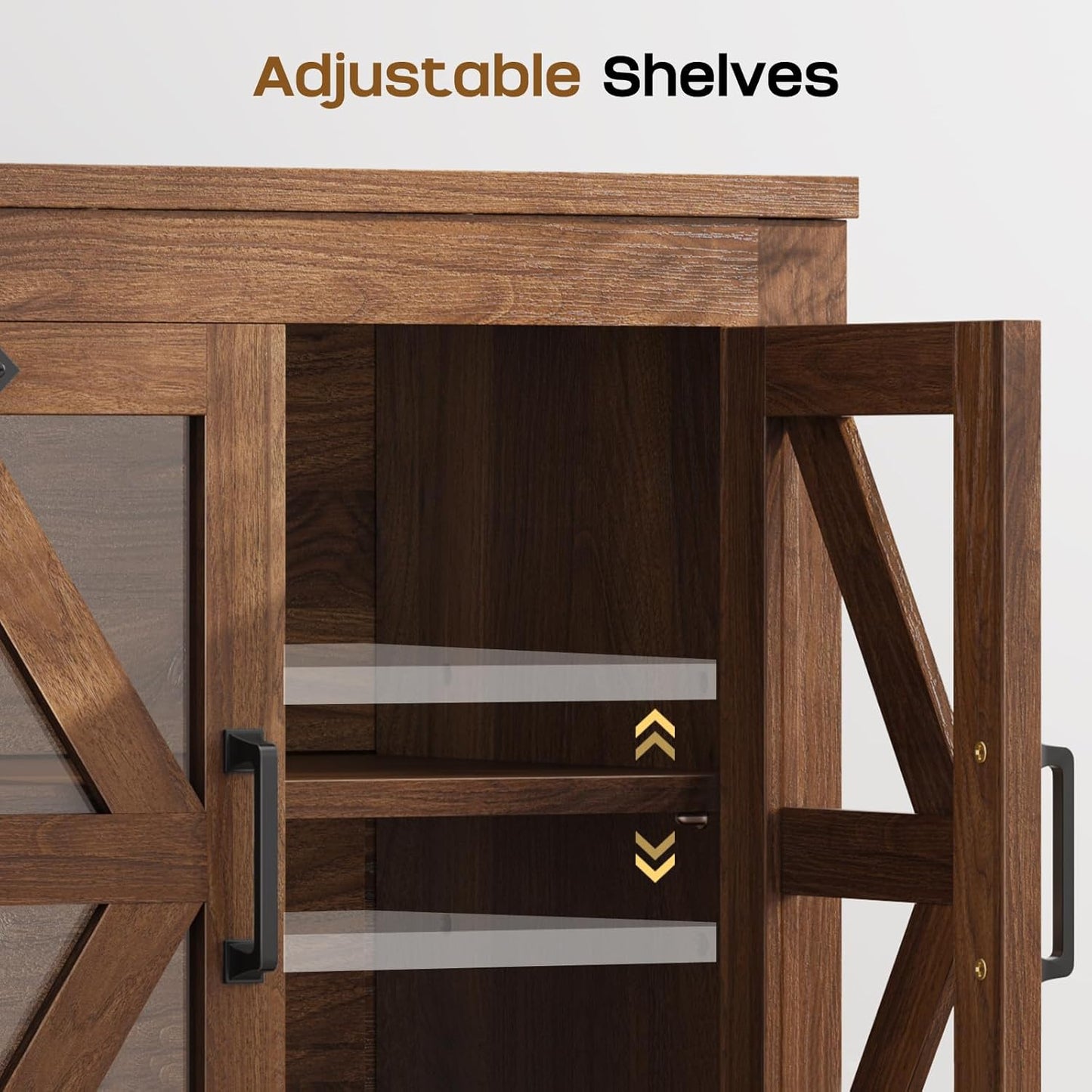 Farmhouse Side Table with Storage Cabinet, End Table with Adjustable Shelf, Night Stand, Wood Nightstand with Charger Station, 24 End Tables Living Room, Rustic Bed Side Tables Bedroom, Walnut