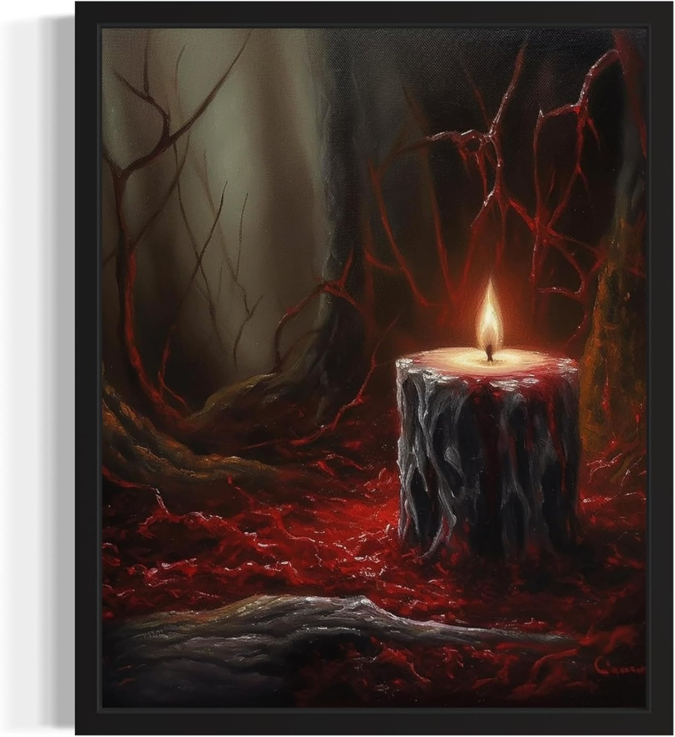 Gothic Candle Poster Art Print, Halloween Scary Vintage Wall Art Academia Spooky Painting Decoration for Horror Prints, Posters Bedroom Decor 89 (Gothic Candle, 11 x 14 inches, Unframed)