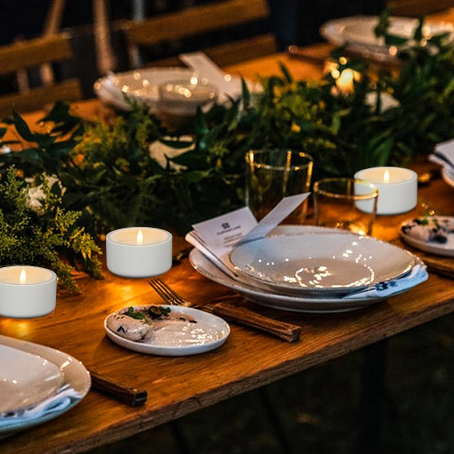 GenSwin White Flameless Pillar Candles with Timer, 2 Pack LED Flickering Candles with Concrete Holder and Real Wax Imitate Scented Candle Shaped for Wedding Homer Decor