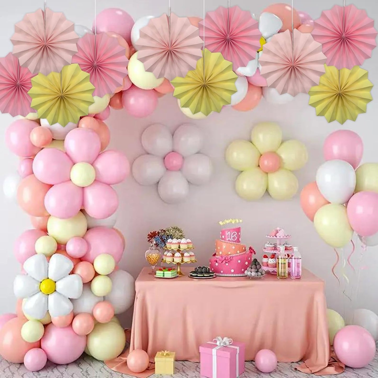 Pink Party Decorations,Pink Paper Decorations for Party,Baby Shower Decorations Party Paper Fans Bulk 8in,Schoolgirl Style Classroom Decor for Party 30 Color DIY Set （Pink）