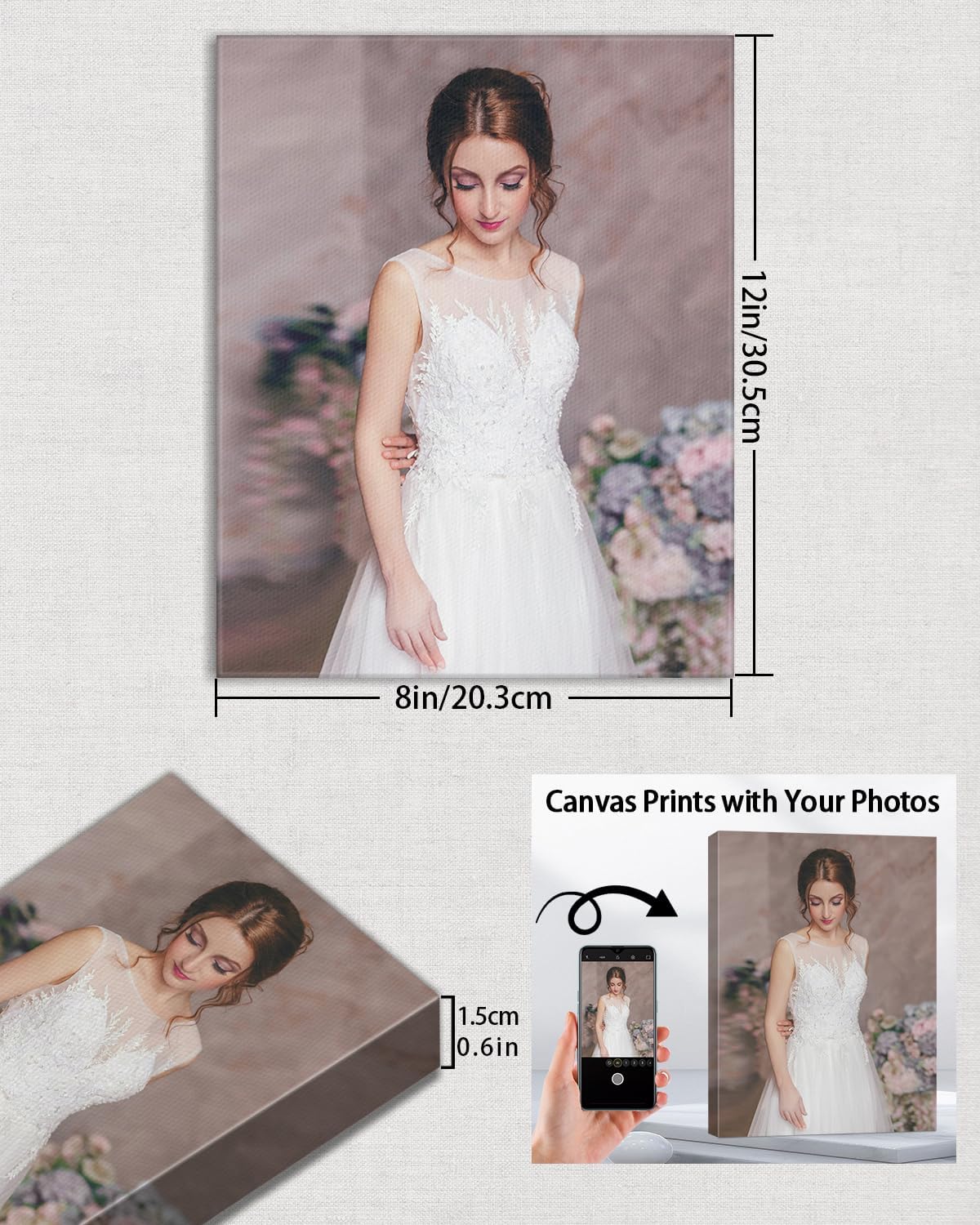 AbcCustomize Canvas Prints with Your Photos, Custom Canvas for Living Room and Bedroom Decor, Personalized gifts for Friends Lover and Family, Canvas Wall Art for Gifts & Keepsakes, Ready to Hang