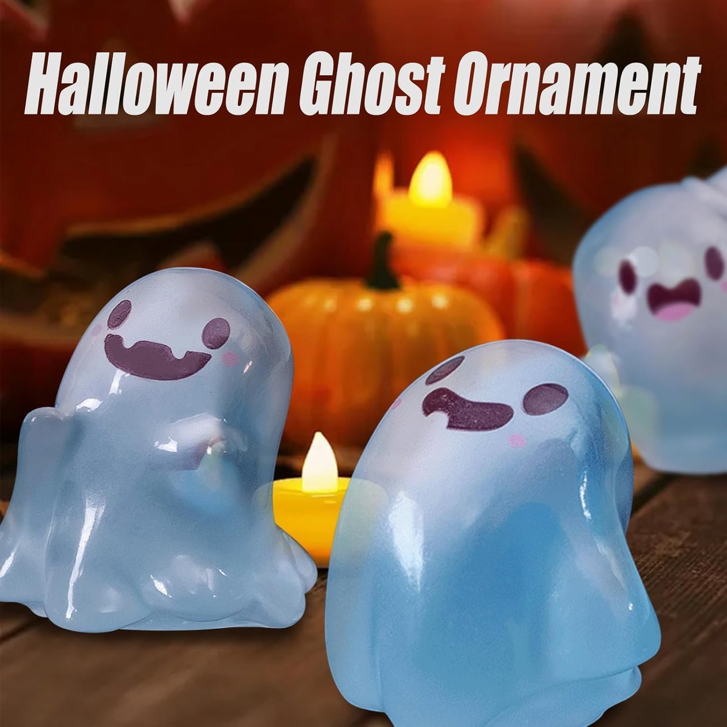 32 Sets Halloween Mini Ghost Figures with Box, Glow in The Dark Mini Resin Ghosts, Luminous Ghost Miniature Resin Figurines for Halloween Party Favors (1PCS C)