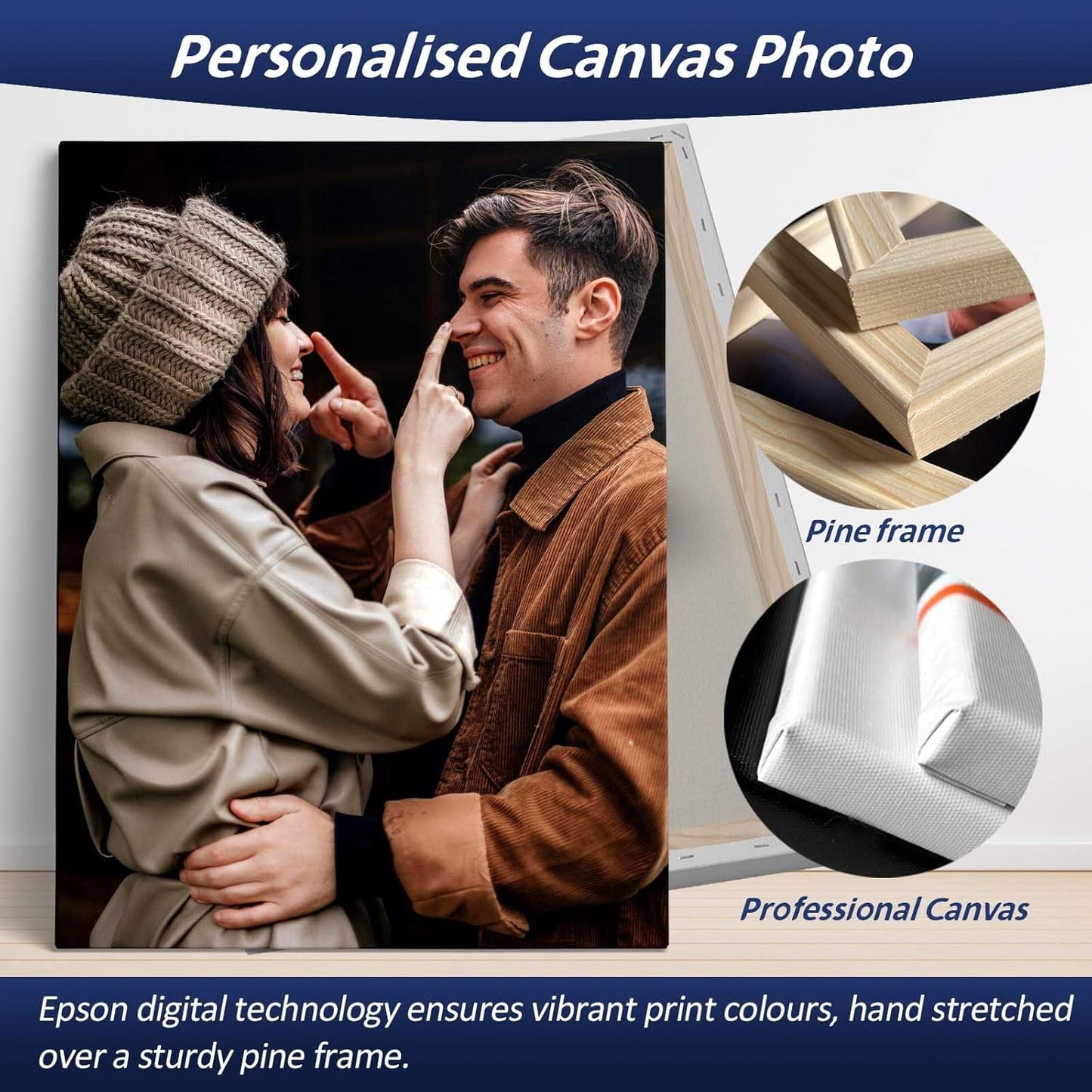 AIRUIXIO Custom Canvas Prints with Frame | Personalized Photo Canvas for Christmas Gifts | Ideal Family & Pet Wall Art Decor | Custom Canvas Wall Art 10x8Inch