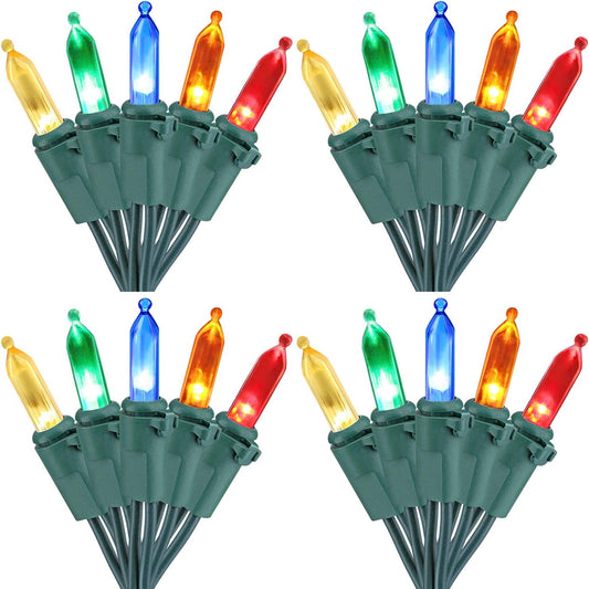 Brizled 4 Pack Color Christmas Lights, 33ft 100 LED Christmas String Lights, 120V UL Certified Multicolor Xmas Tree Light Plugin Mini Xmas Light for Indoor Outdoor Tree Party Home Wedding Decorations