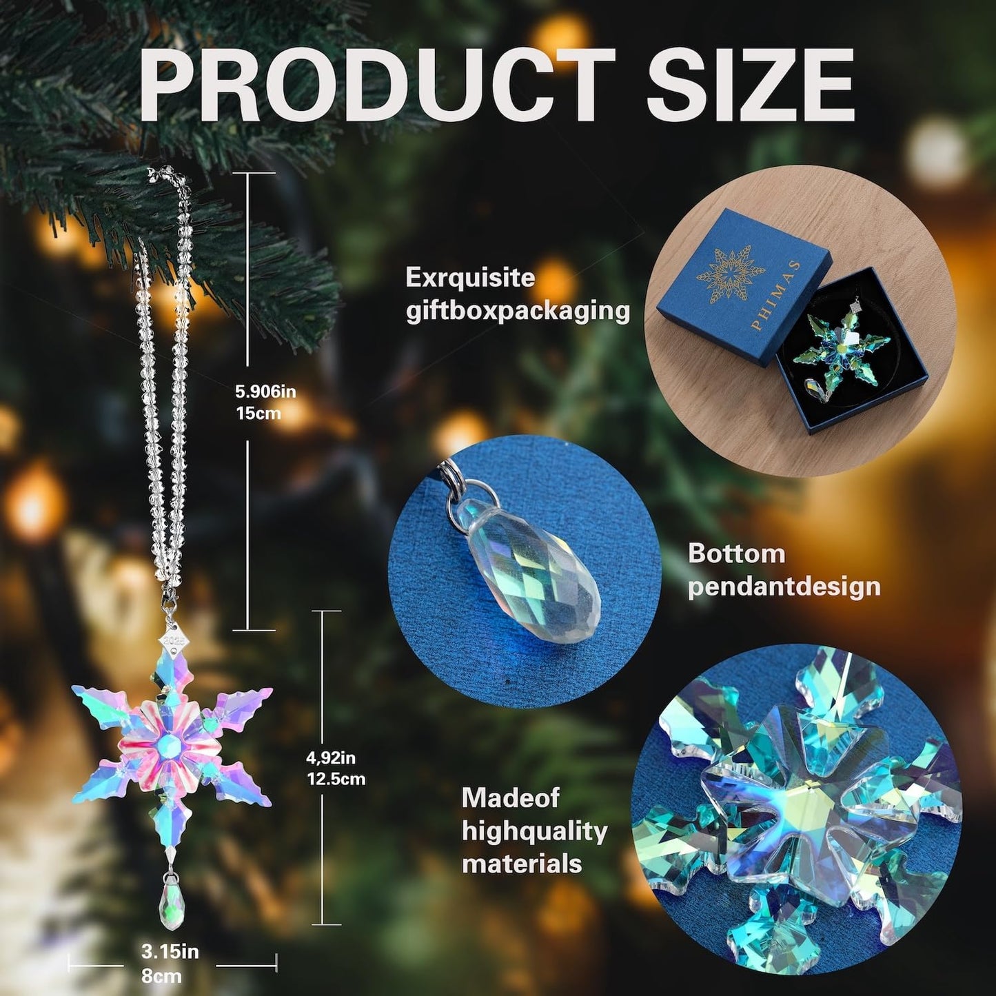 2025 Annual Christmas Ornaments Crystal Snowflake Star - Christmas Tree Ornaments Pendant Sun Catcher Home Hanging Decor (2025 Colored Crystal 2 Layers)