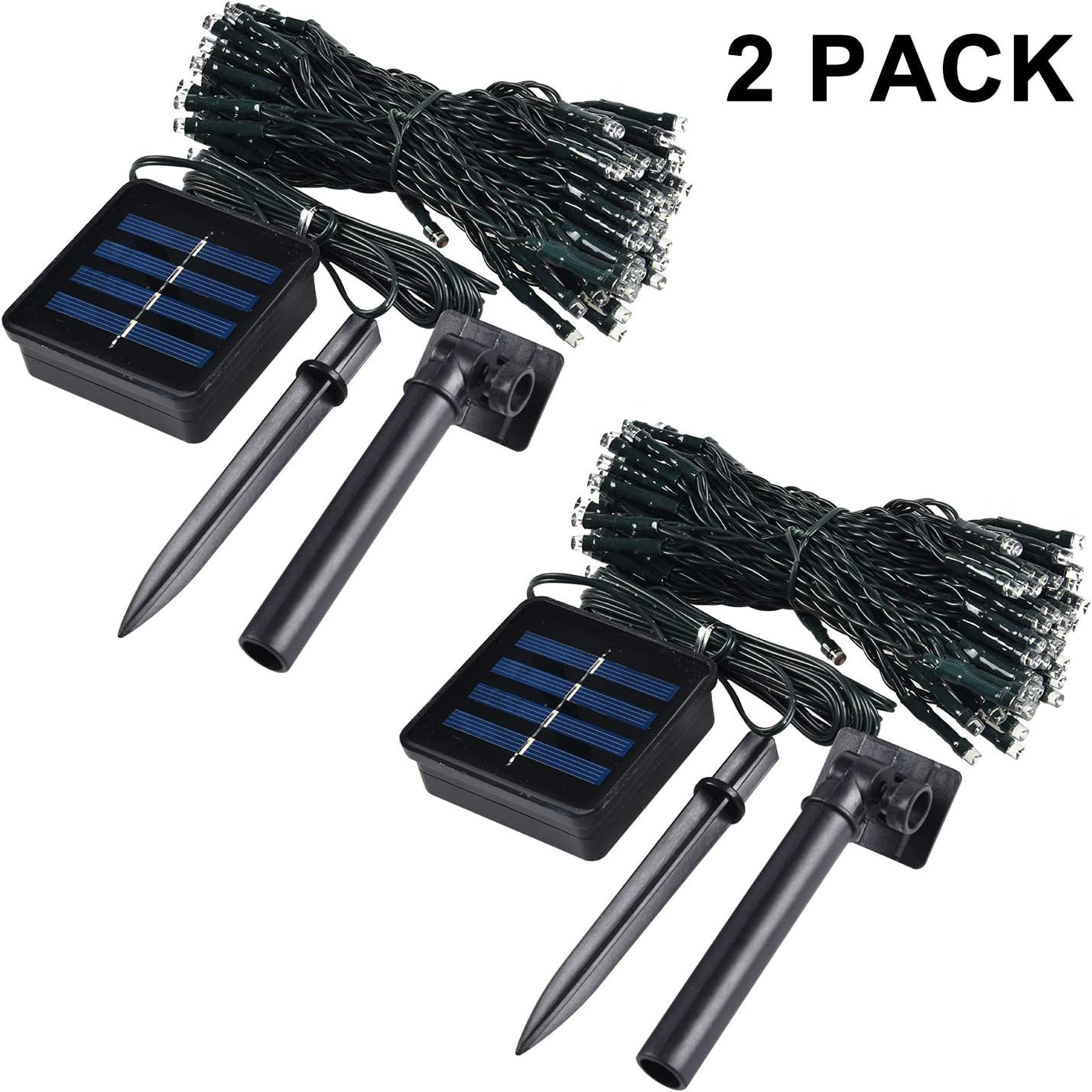 2 Pack 200 LED Solar String Lights, 85.2ft 8 Modes Solar String Lights for Outside, Waterproof and Solar Powered Outdoor String Lights for Holiday Christmas Yard Garden Tree Wedding Party (Cold White)
