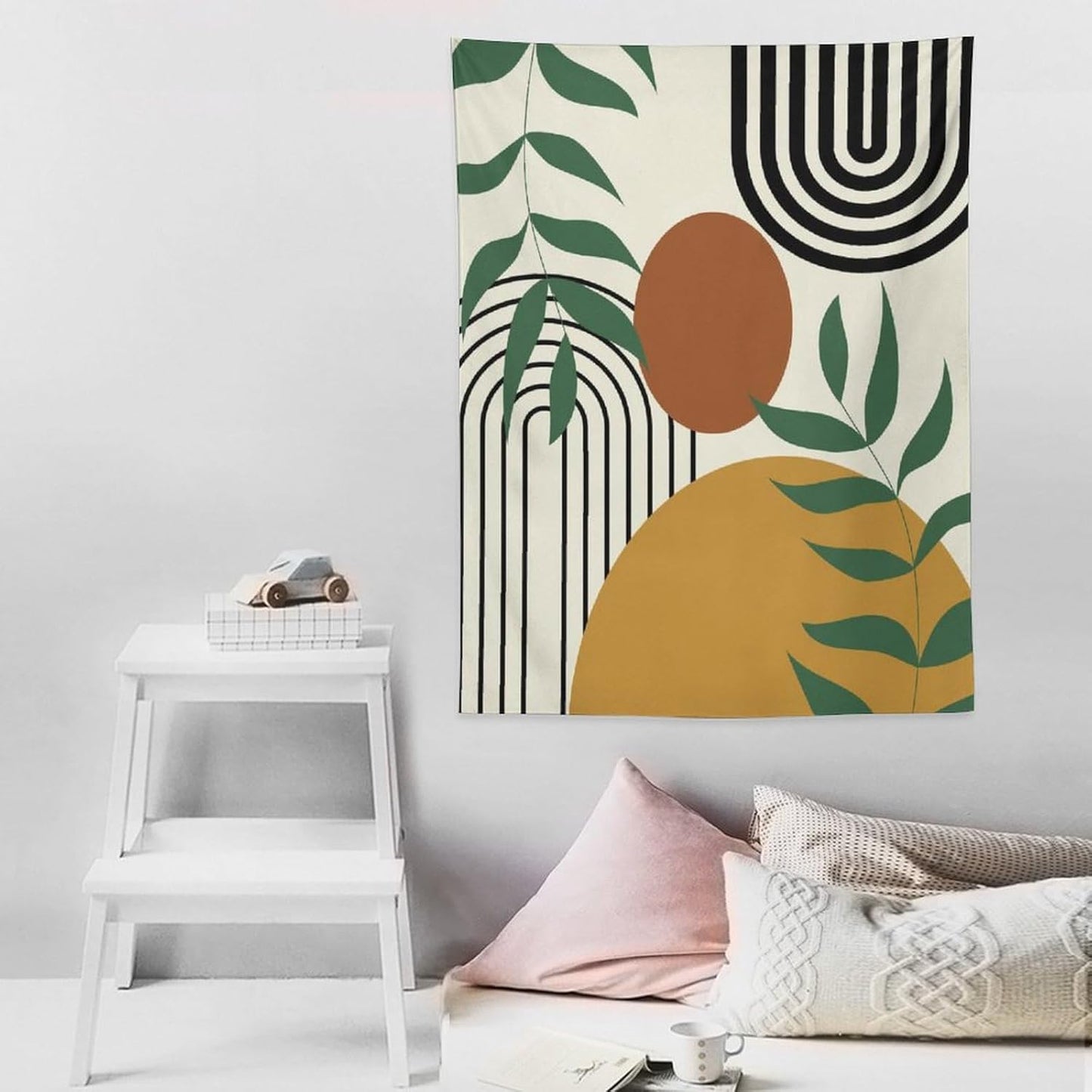 ICMOLYYENLO Boho Plant Aesthetic Tapestry, Abstract Medieval Arch Sun Home Aesthetic Wall Hanging For Bedroom Living Room Dormitory Tapestry 60x60 Inches