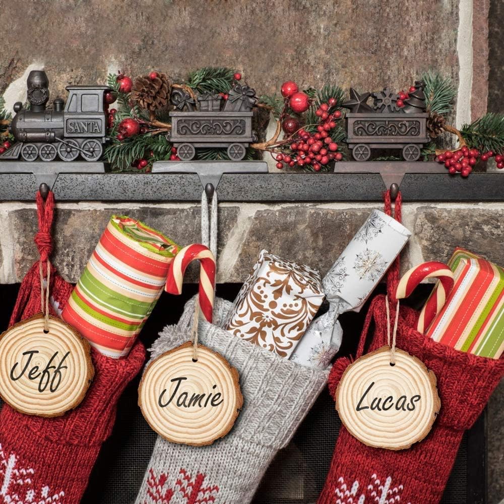 30 Pieces 2.4"-2.8" Natural Wooden Slices, Colovis Unfinished Wood Circles with Holes Tree Bark Round Log Discs DIY Crafts Hanging Ornaments (2.4"-2.8" 30Pcs, Natural)