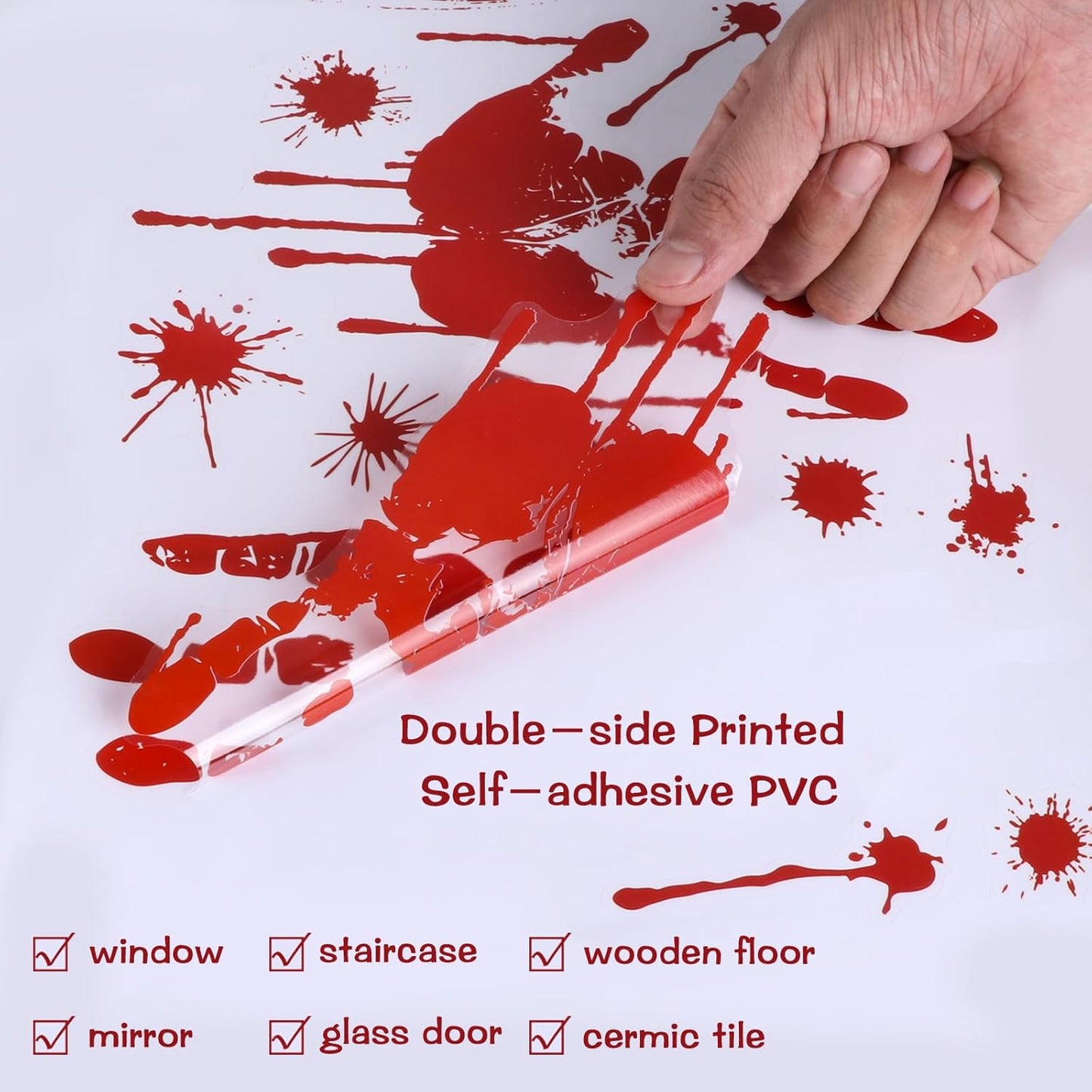 Halloween Decorations 165 PCS, 8 Sheets Bloody Handprint Footprint Halloween Wall Decal Floor Window Stickers,10 Sheets Wound Tattoo Stickers, Scary Party Decorations Window Stickers