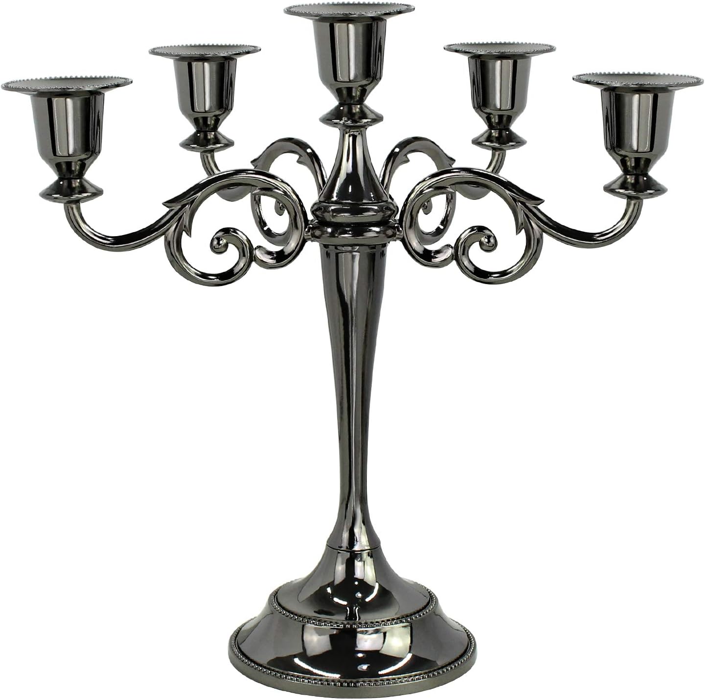 Metal Candelabra 5-Candle 10.1 Inch Tall Candle Holder Stick for Home Wedding Event and Party Festival,Black