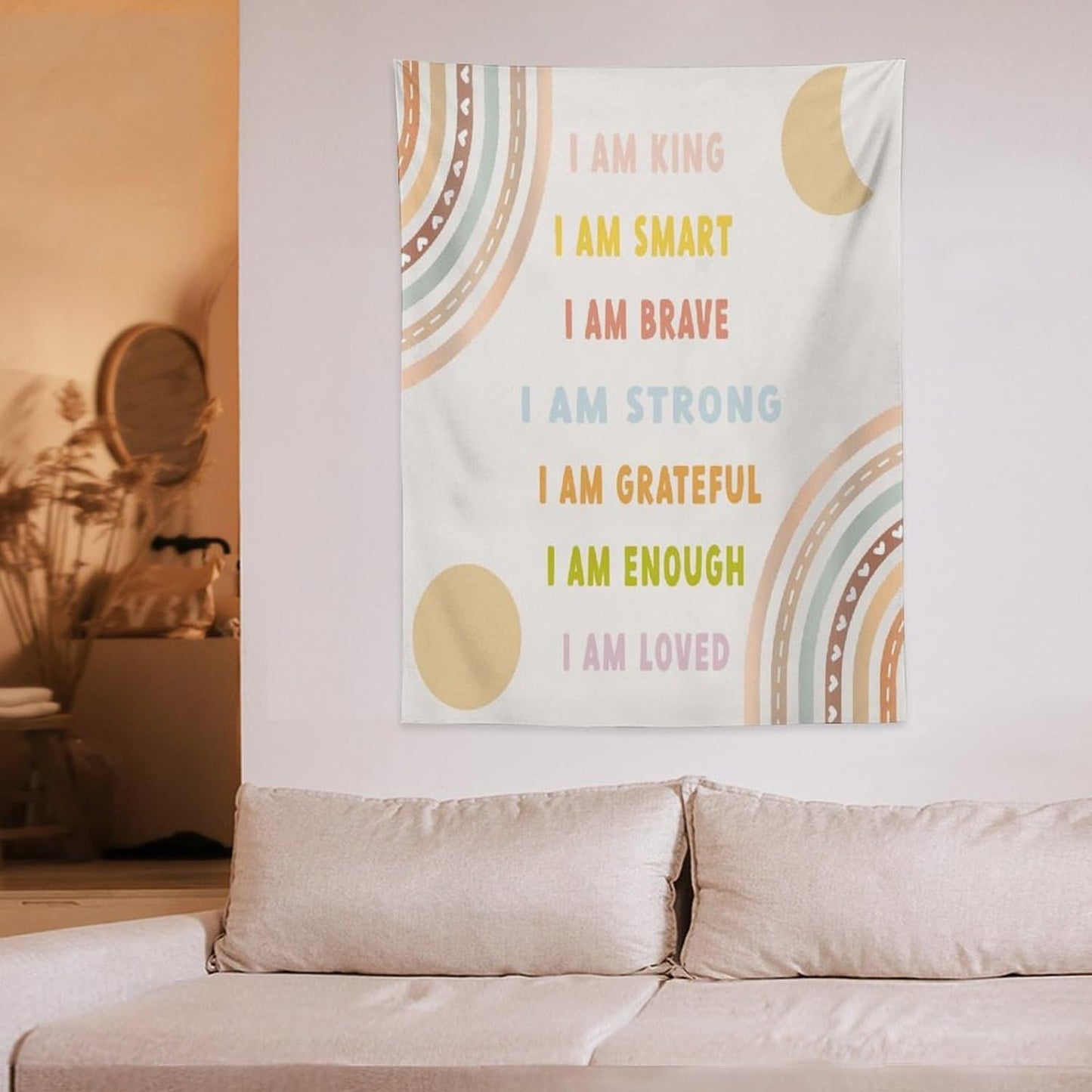 ICMOLYYENLO Boho Plant Aesthetic Tapestry, Abstract Medieval Arch Sun Home Aesthetic Wall Hanging For Bedroom Living Room Dormitory Tapestry 60x60 Inches