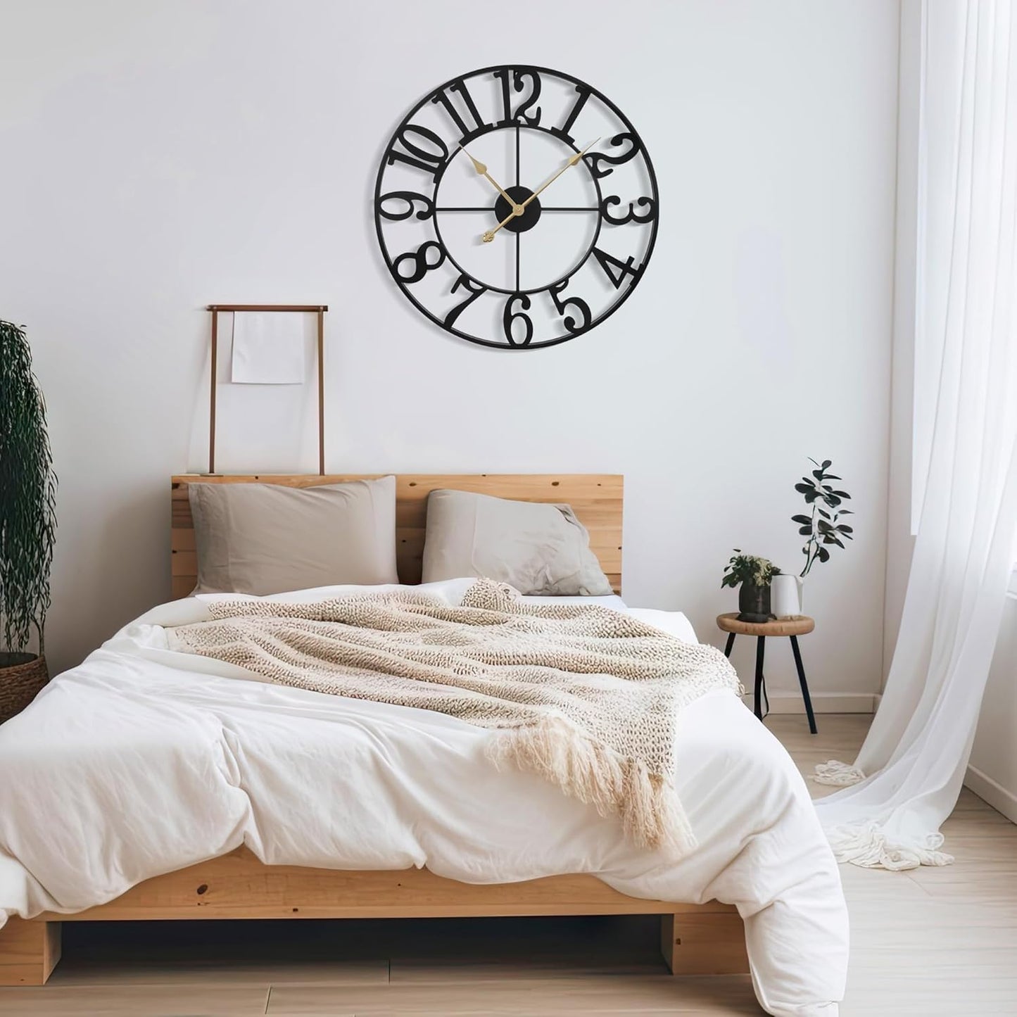 Large Wall Clock For Living Room Decor - 80cm/ 32 Inches Nearly Silent Non-Ticking Metal Wall Clocks Battery Operated, Vintage Decorative Modern Wall Clock For Bedroom, Office, Farmhouse Decor