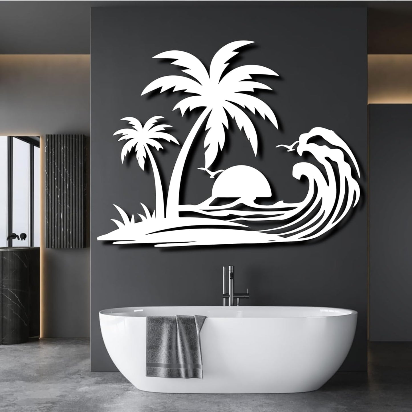 Palm Tree Metal Wall Decor,Palm Tree Metal Wall Art,Metal Palm Tree,Metal Palm Tree Wall Decor,Tropical Metal Wall Art,Beach Wall Decort,Metal Wall Decor (style 1,white,31 L" x 25 W" / 80 x 63 cm)