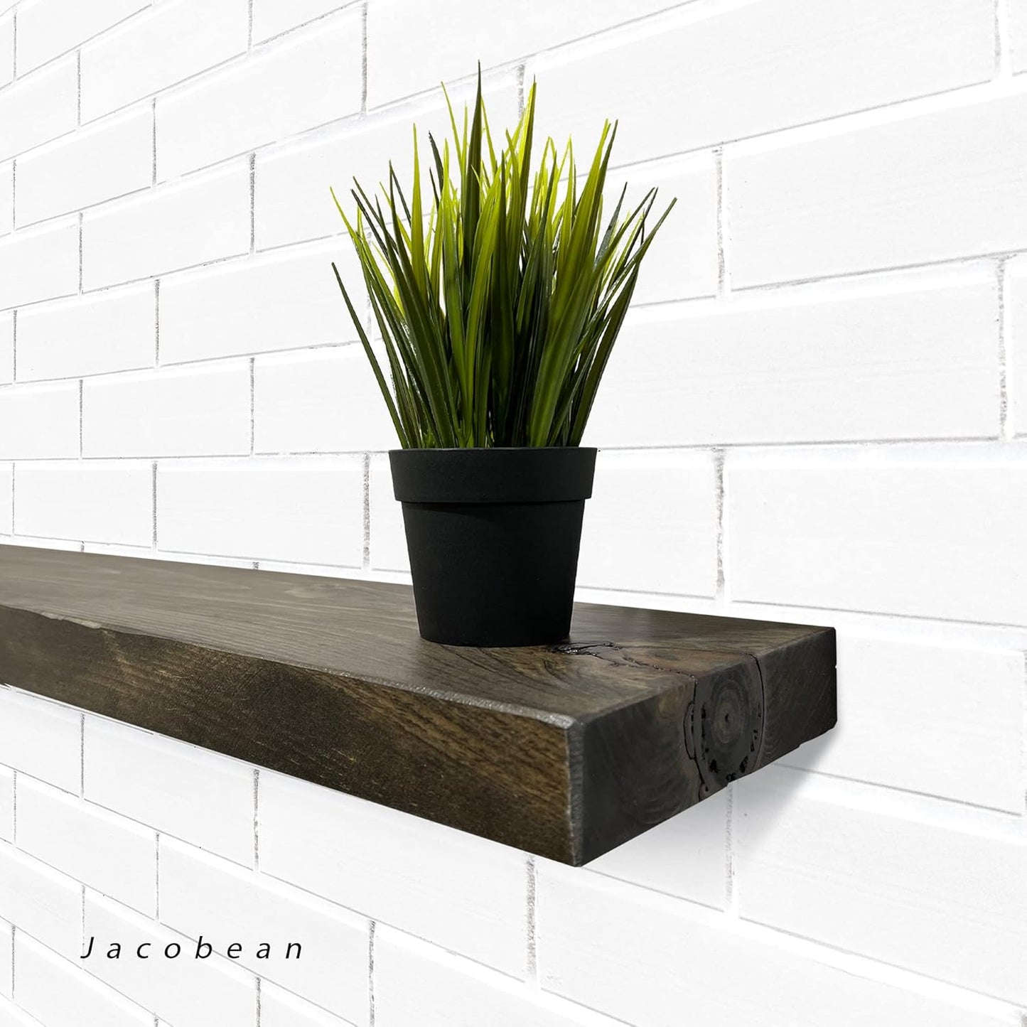 URBANDI, Rustic Floating Shelves, Set of 2, Hidden Bracket, Solid Wood, Heavy Duty, Wall Mounted Shelves, (Dark Brown, 12Wx12D)