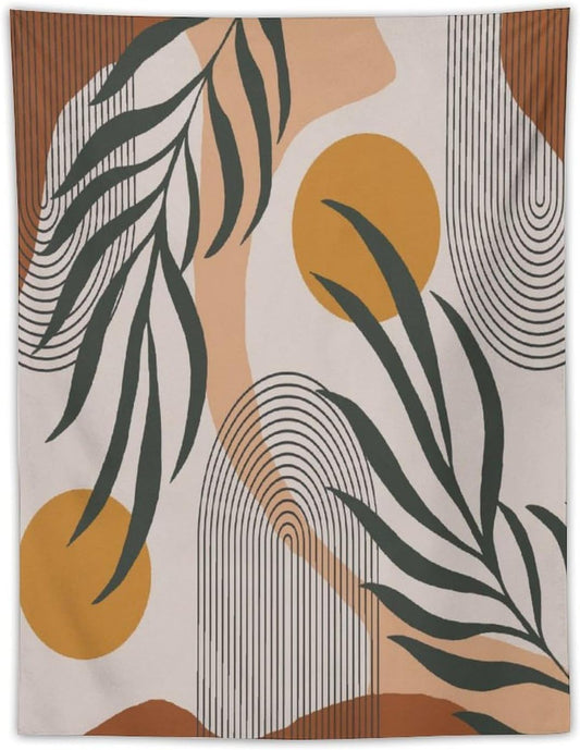 ICMOLYYENLO Boho Plant Aesthetic Tapestry, Abstract Medieval Arch Sun Home Aesthetic Wall Hanging For Bedroom Living Room Dormitory Tapestry 60x80 Inches