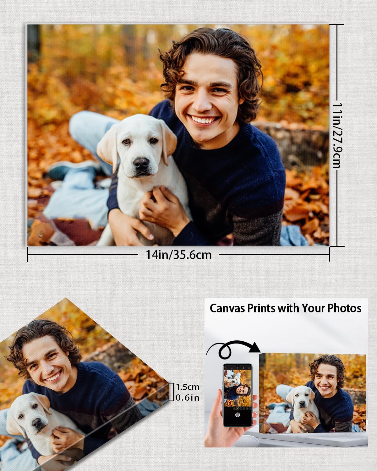 AbcCustomize Custom Canvas Prints,Transform Your Memories into Beautiful Art with Personalized Photo on Canvas,Personalized Canvas Wall Art for Home Decor, Gifts, and Keepsakes