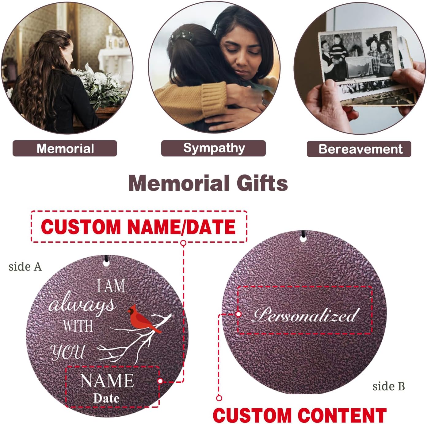 ASTARIN 36" Large Deep Tone Personalized Name Sympathy Wind Chimes, Cardinal Memorial Wind Chime for Loss of Mother Father Loved One, Bereavement Condolence Gifts Decor Outdoor Patio Garden