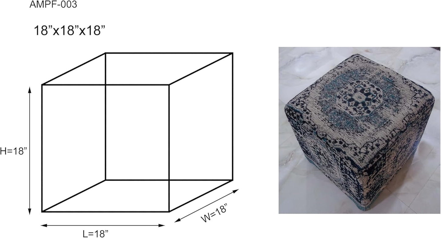 Mark&Day Pouf Ottoman, Kaltenleutgeben Traditional Teal Cube Pouf Foot Rest for Living Room, Bedroom and Boho Home Decor (18"x18"x18")