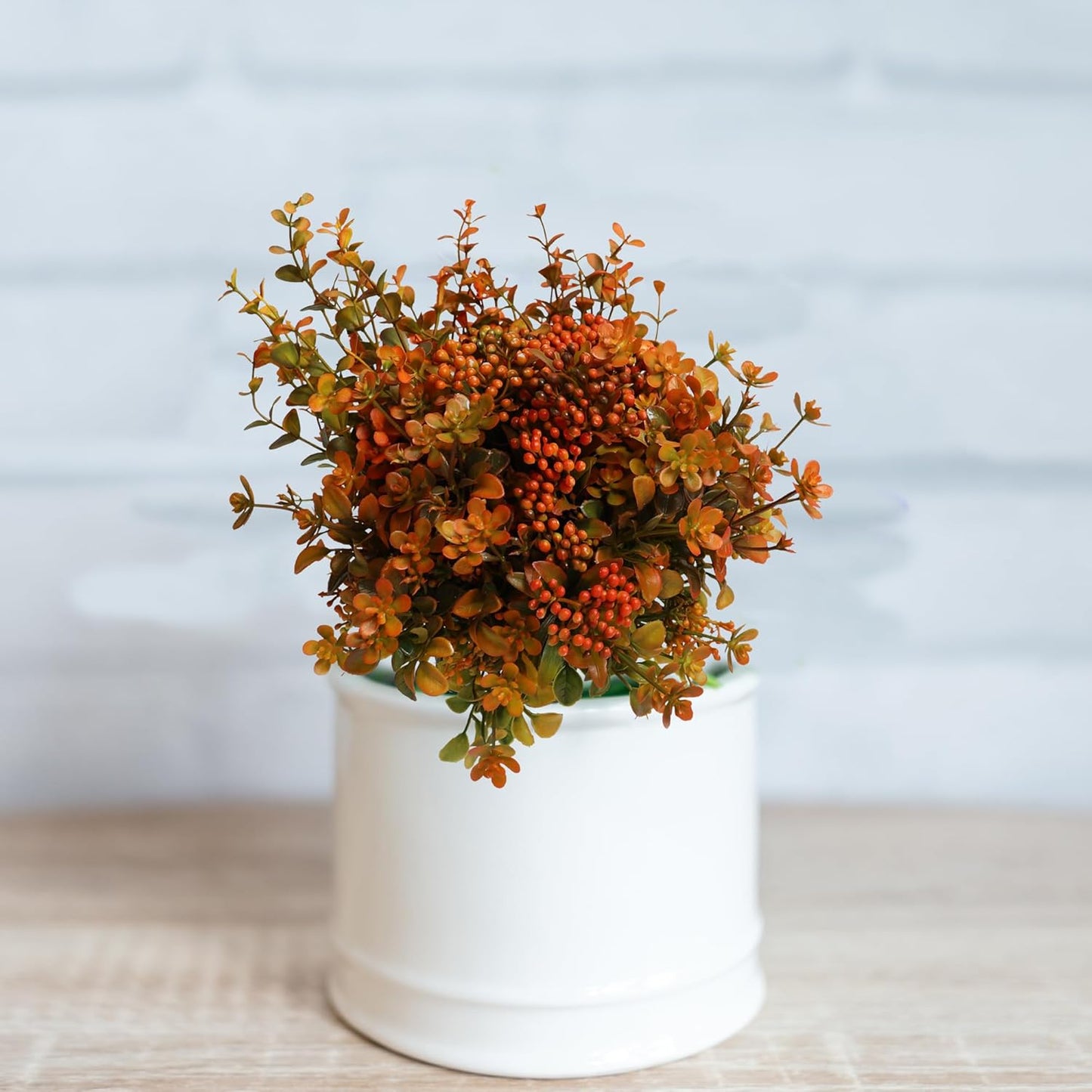 Artificial Fall Flowers Mums Outdoor - 6 Bundles Fake Plants No Fade Faux Plastic Greenery Shrubs for Home Indoor Kitchen Garden Porch Patio Decoration Thanksgiving Wedding Party Fireplace(Type A)