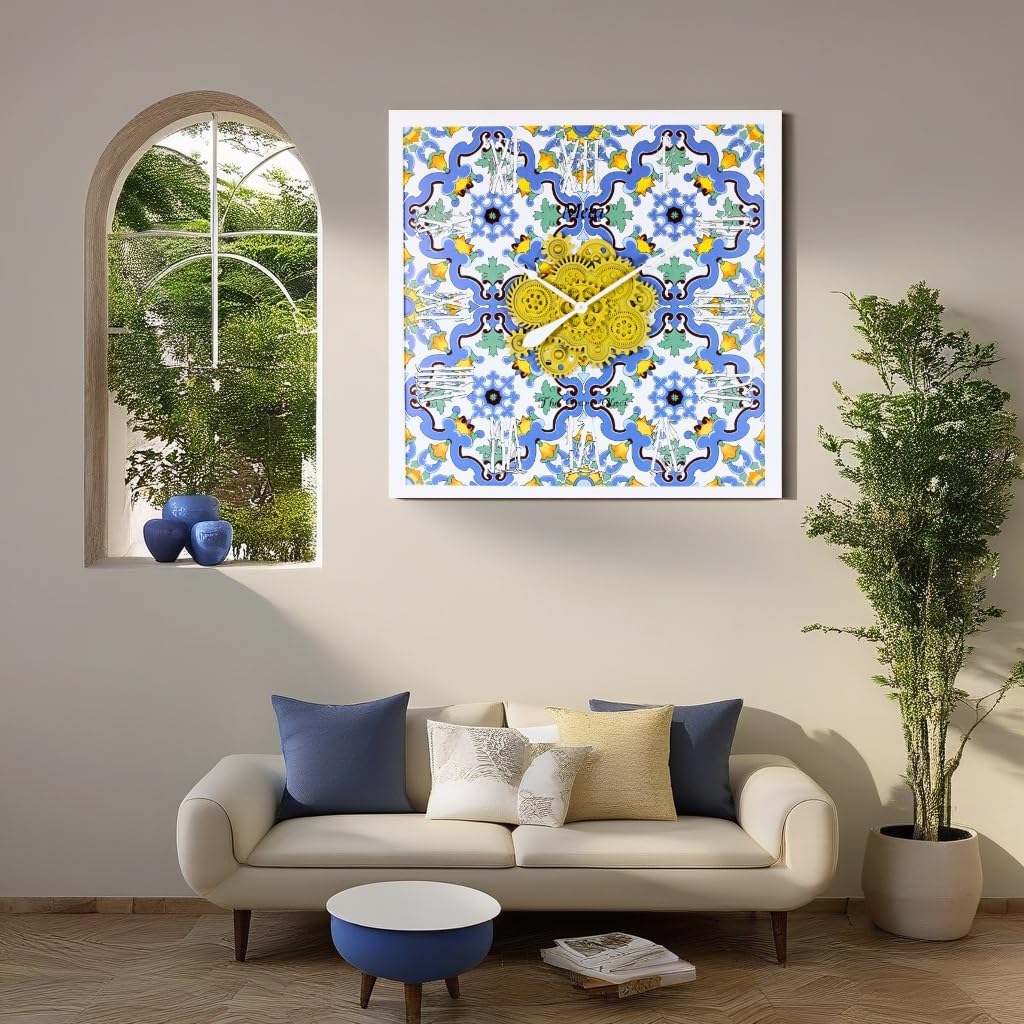 The Gears Clock Wall Clock Italy Collection with Moving Gears (Meta, 36 inch Square)