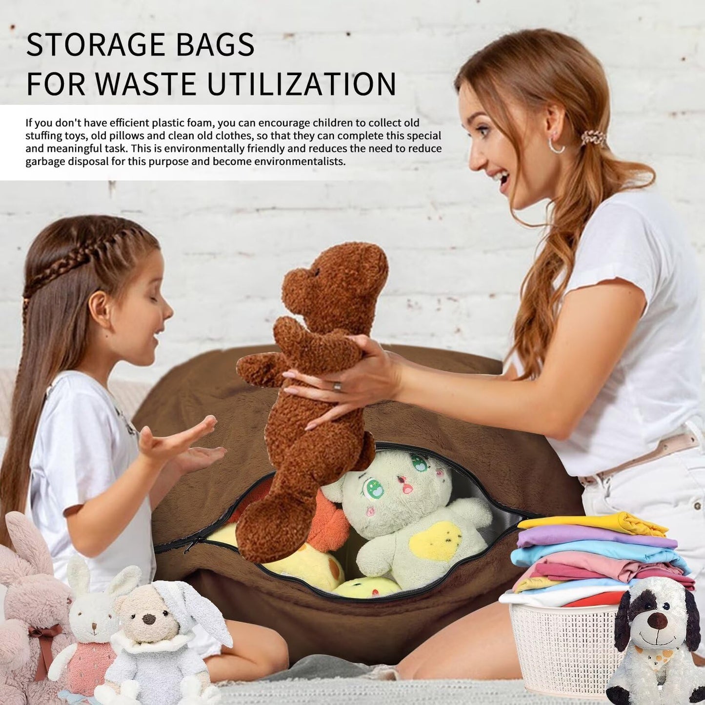 Bean Bag Chair for Adults 6FT,Soft Removable Cover for Teens/Girls Bedroom,Fluffy Giant Round Floor Beanbag Lounger Chairs (No Filler,Deep Coffee)