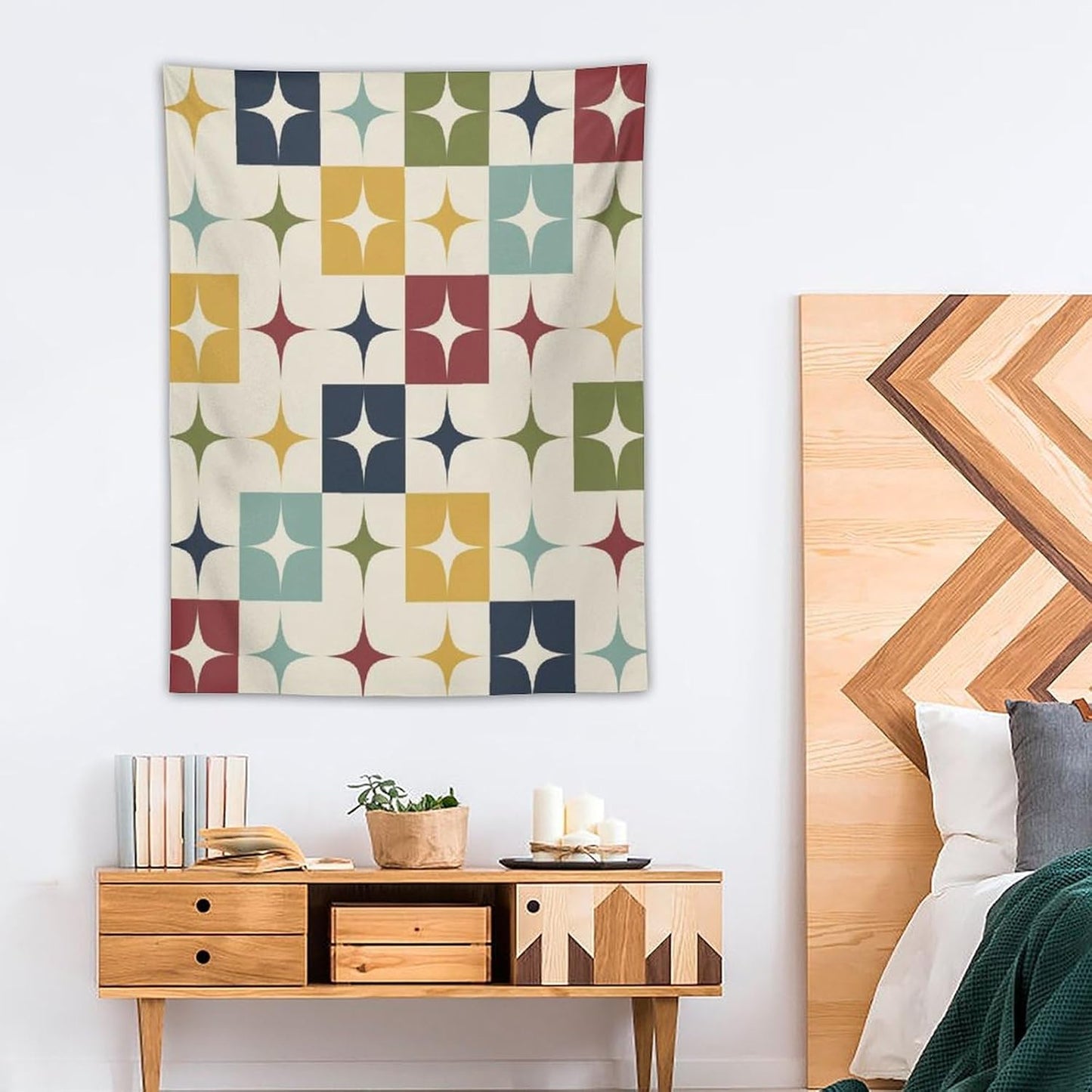 ICMOLYYENLO Boho Medieval Cat Tapestry, Abstract Atomic Starburst Geometric Aesthetic Art Wall Hanging For Bedroom Living Room Dormitory 30x40 Inches