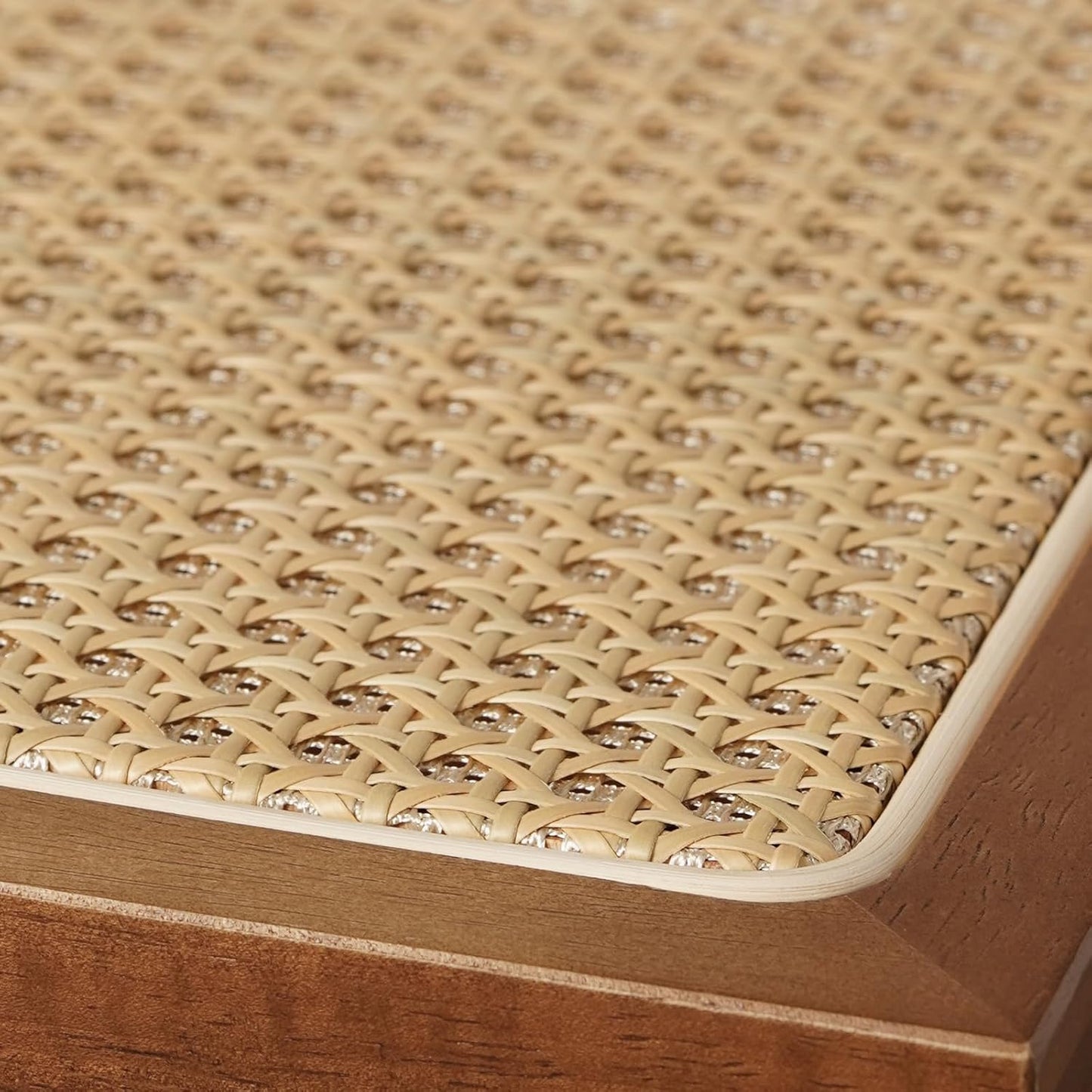 Rattan Walnut Mid Century Modern Dining Chairs Set of 6, Comfy Armchairs with Cane Back, Outdoor Kitchen Chairs for Multiple Rooms