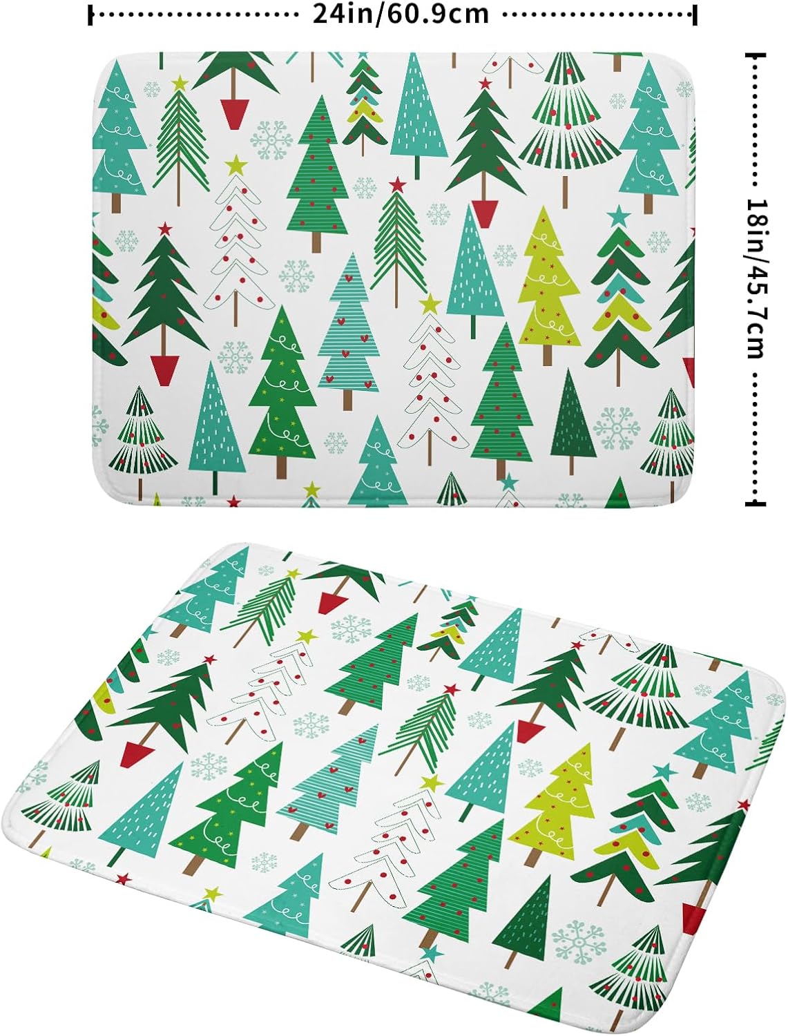 Green Trees Dish Drying Mat for Kitchen Counter Holiday Super Absorbent Reversible Microfiber Kitchen Countertop Protector Dishes Pad Large 18x24 inch