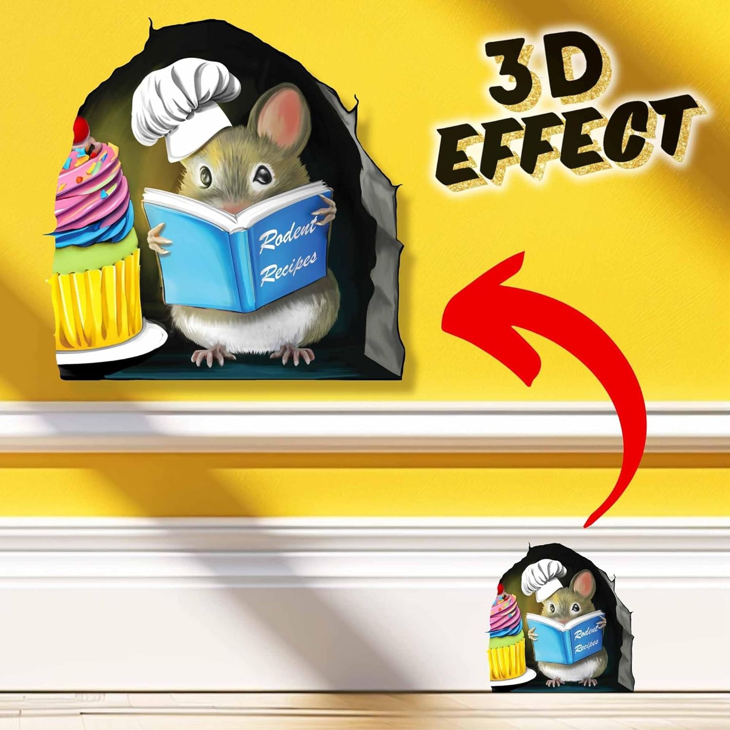 Adorable Pastry Mouse Reading Book Wall Sticker Decal – Kids Room, Classroom, Home Decor, Bookcase, Book Lover Gift, Children's Bedroom, Nursery, Cute Mouse, MICESTERPIECE