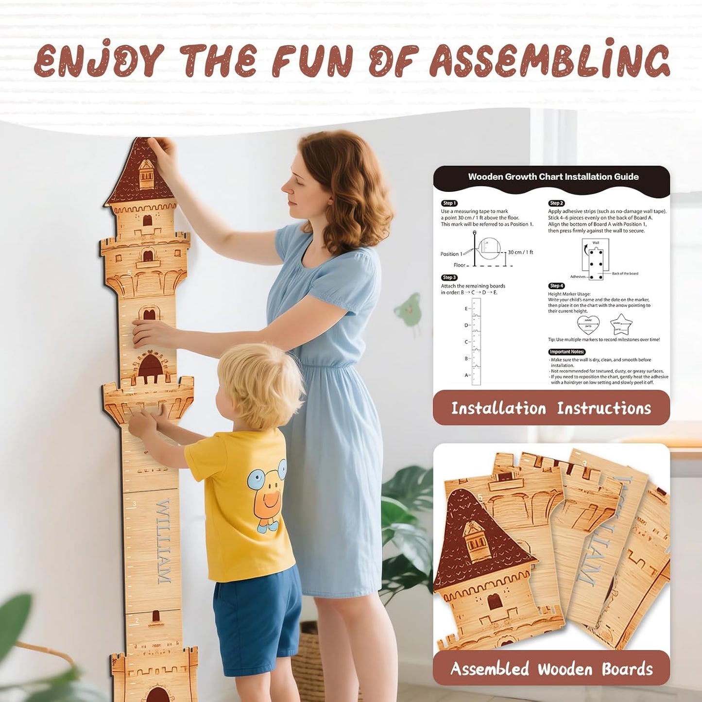 Personalized Name Growth Chart, Castle Height Chart, Customized Name Measuring Board for Kids Height, Kids Growth Measurement Decorative Wall Sticker, Nursery Growth Chart Ruler