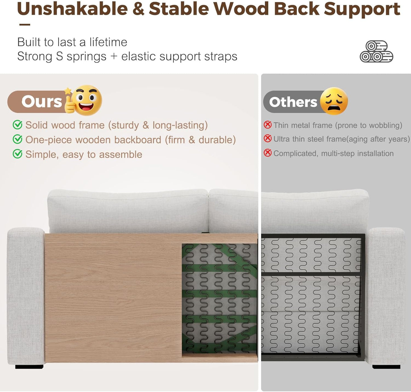 L Shaped Sectional Sofa with Ottoman,Rolled Armrest,Modern Sectional Modular Couch for Living Room,Breathable Linen Fabric Corner Couch with 7 Seats for Apartment,Removable Sofa Cushion,Ivory