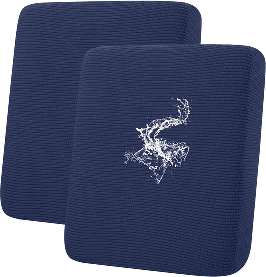 hyha Waterproof Couch Cushion Covers for Pets, Non Slip Sofa Seat Cover for Dogs Washable, Soft Thick Stretch Jacquard Fabric, Sofa Slipcovers with Elastic Bottom (2 Pieces, Navy)