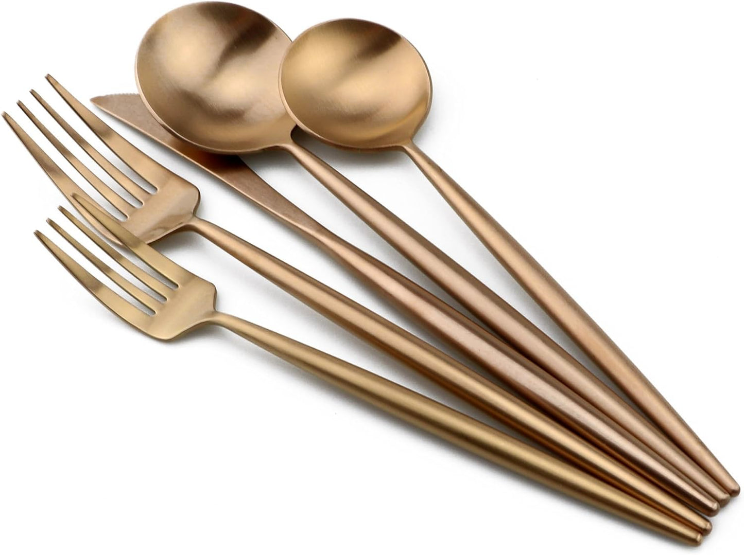 20-Pieces Luxury Rose Gold 18/10 Stainless Steel Flatware Set, Matte Finish, Service for 4