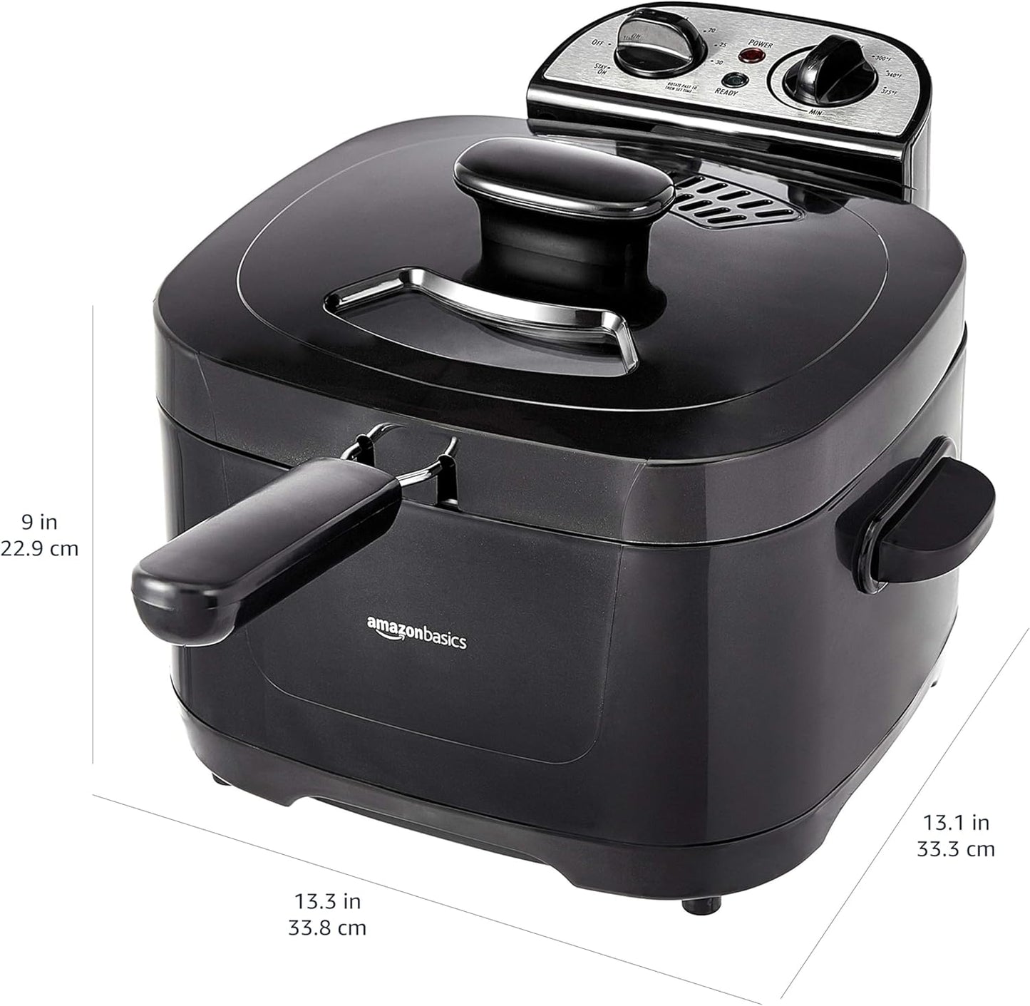 Amazon Basics 2.1-Qt (2.0L) Electric Deep Fryer with 8-Cup Oil Capacity, Timer, Adjustable Temperature, Easy Draining Basket, Viewing Window, 1500W, Black