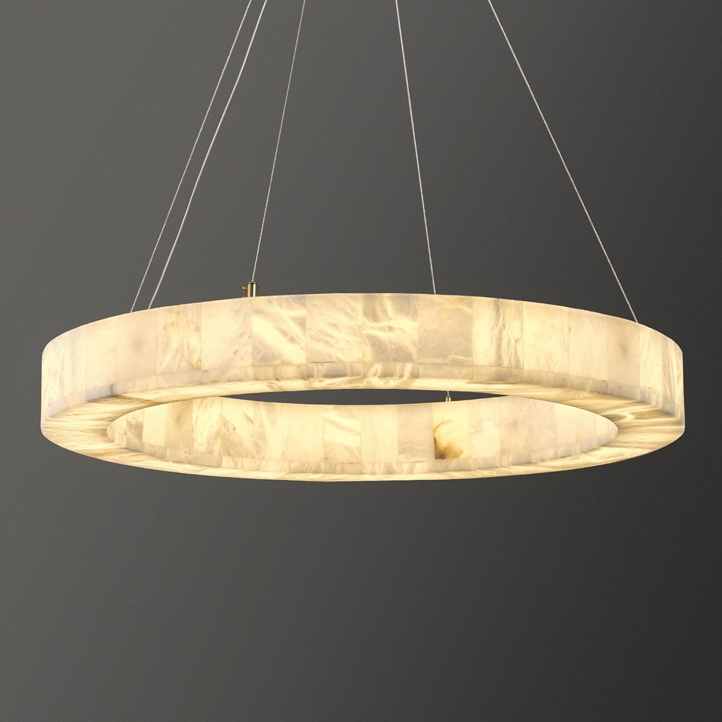 Alabaster Round Chandelier, D30in Modern Marble Dining Room Chandeliers, White Foyer Chandelier for Dining Room Light Fixture, Living Room, Bedroom Lights, Foyer, Kitchen