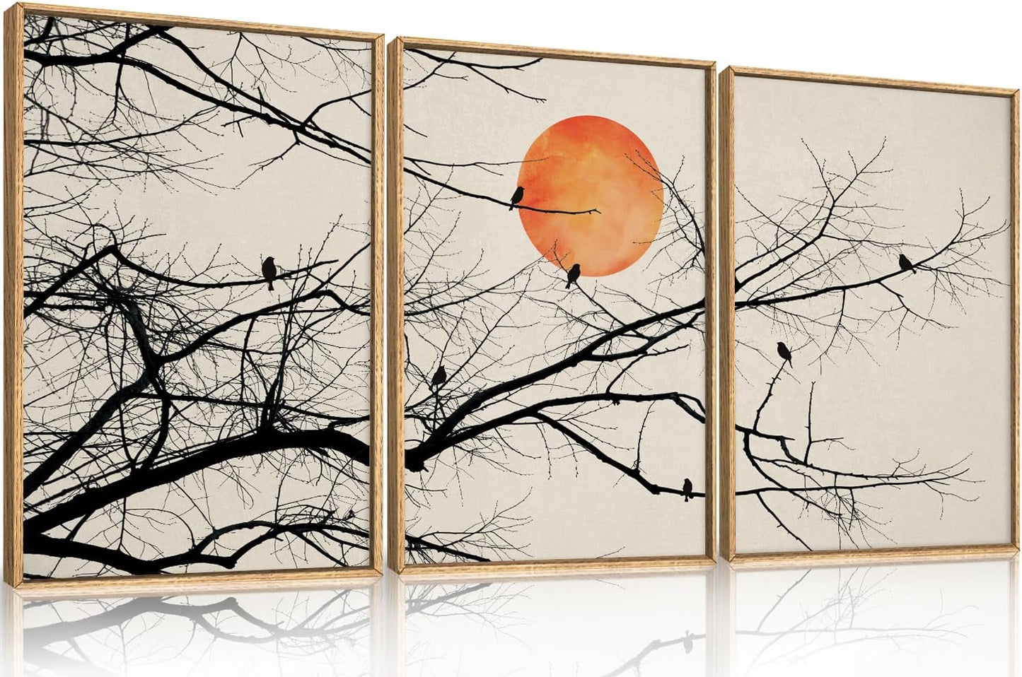 Celestdeco Large Vintage Tree Branch Framed Canvas Wall Art Set, Retro Tree Drawing Wall Decor, Nature Botanical Wall Painting, Neutral Landscape Art Print for Living Room, Bedroom, Office - 24"X36"X3