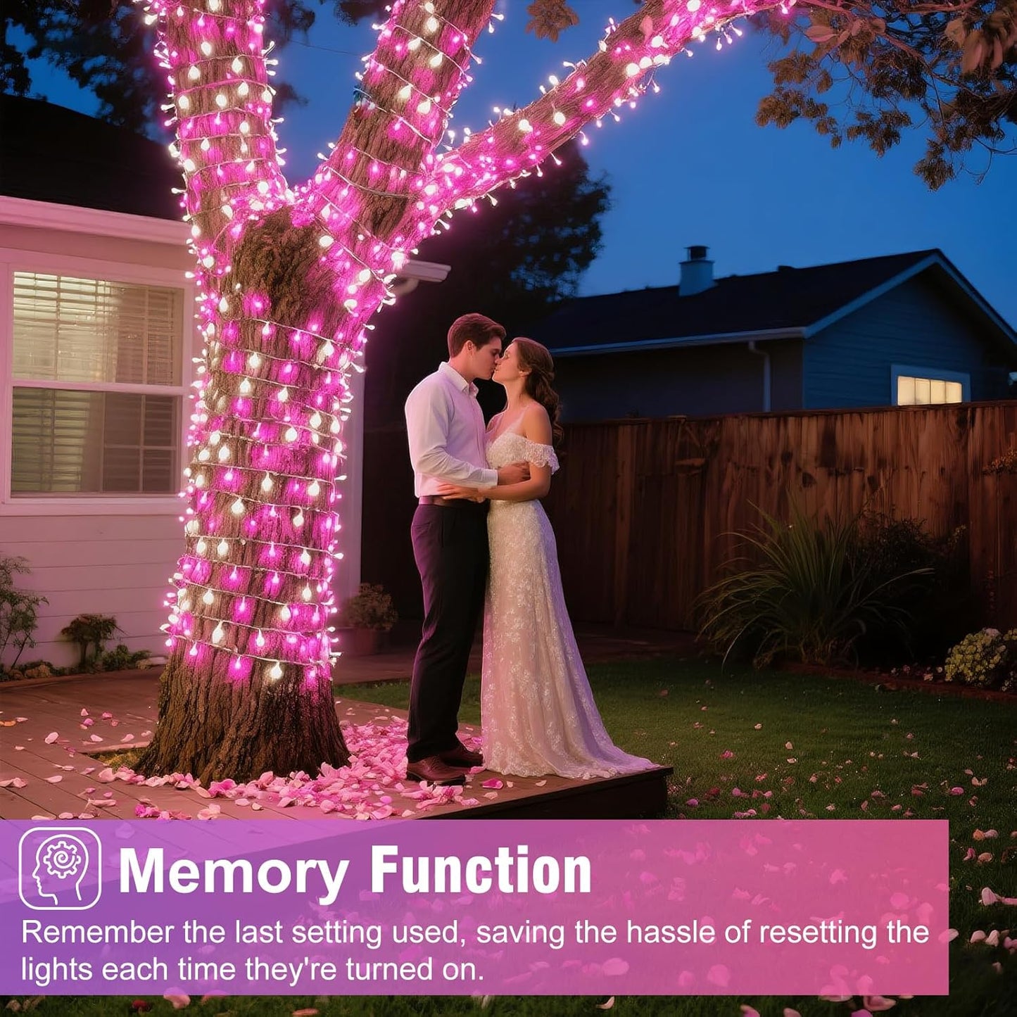 100FT 300 LED Christmas Lights, Christmas Tree Lights with 8 Modes Waterproof, Green Wire Outdoor String Lights, Plug in Xmas Decorations for Indoor House Yard Holiday, Pink White