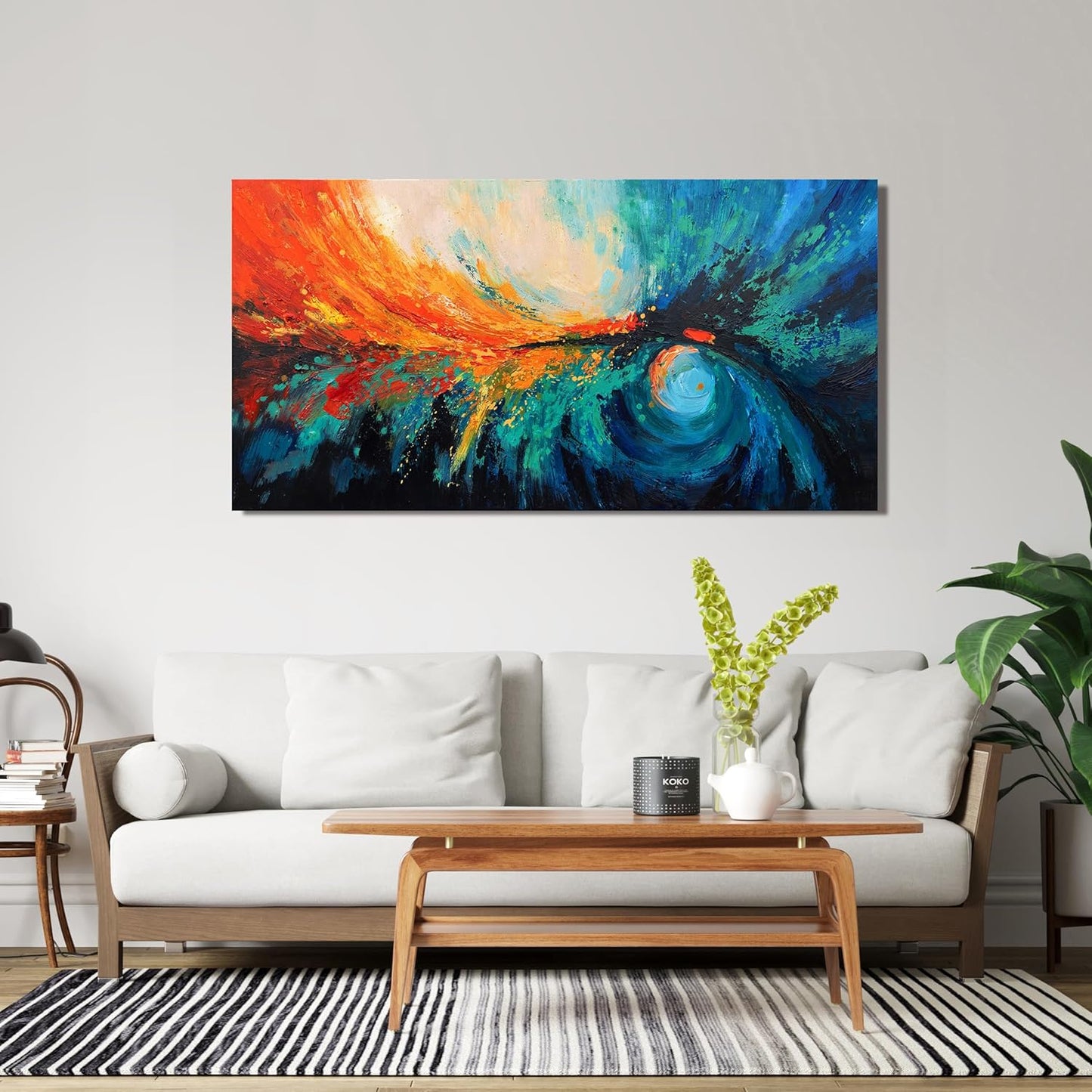 Canvas Wall Art Decor Wall Art Pictures For Living Room Blue Green Wall Art Decor Canvas Abstract Art Work Colorful Abstract Wall Art Paintings Prints For Bedroom Office Kitchen Wall Decor 20" x 40"