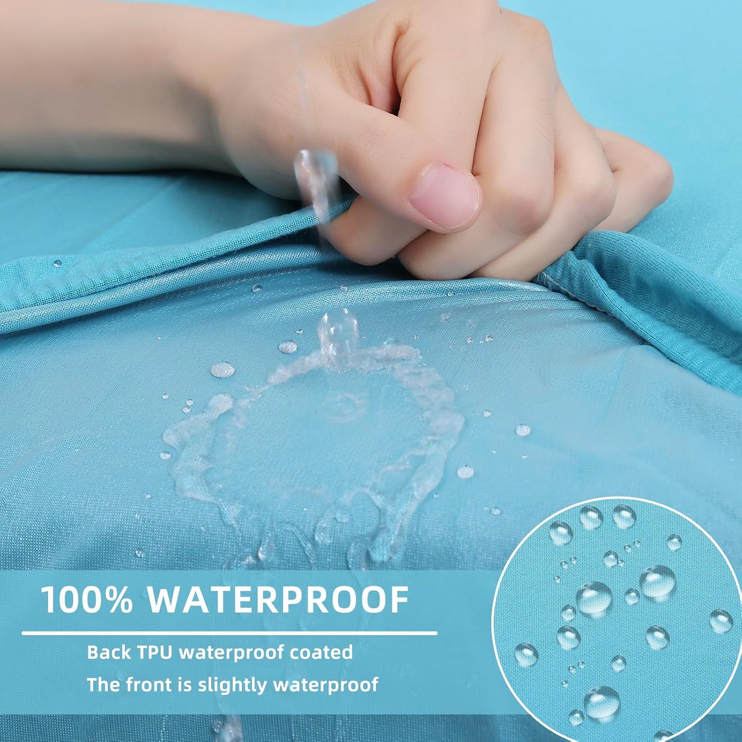 hyha Waterproof Couch Cushion Covers, Stretch Sofa Couch Seat Slipcover for Dog Washable, Non-Slip Waterproof Outdoor Cushion Covers for Patio Furniture Replacement (1 Piece for Large, Peacock Blue)