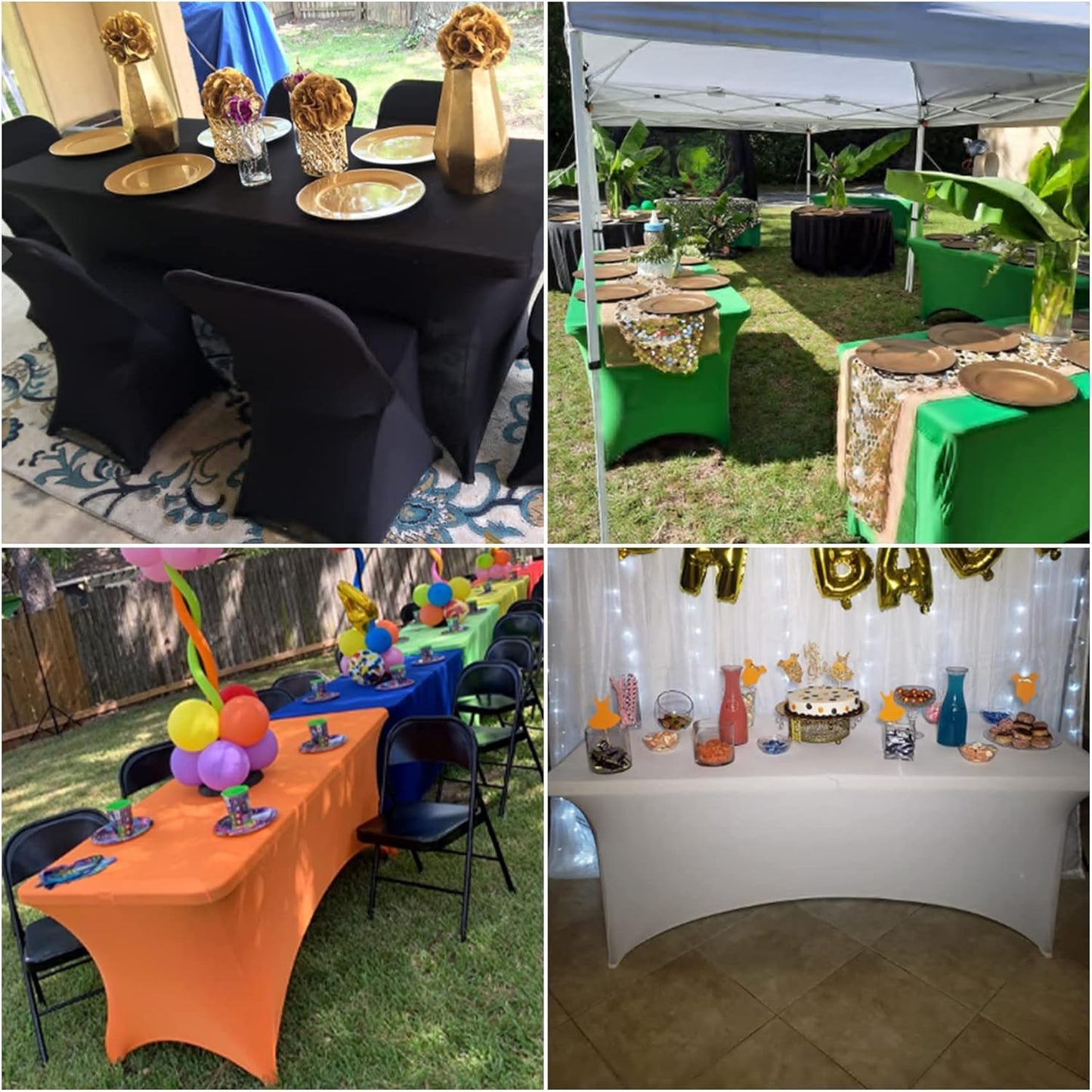 4Pack Spandex Waterproof Table Covers 4ft，Spandex 4ft Waterproof Table Cover for Party,Wedding, Banquet, and Events(Yellow)