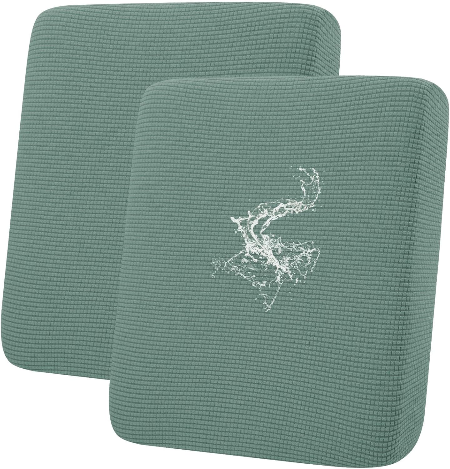 hyha Waterproof Couch Cushion Covers for Pets, Non Slip Sofa Seat Cover for Dogs Washable, Soft Thick Stretch Jacquard Fabric, Sofa Slipcovers with Elastic Bottom (2 Pieces, Green)
