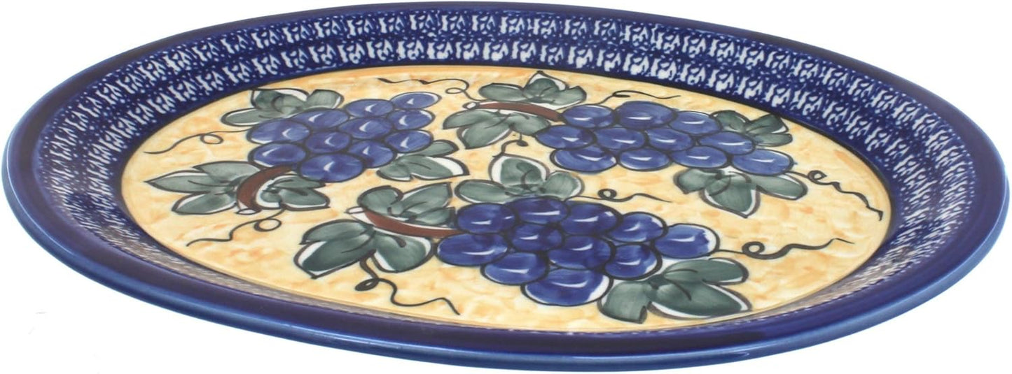 Blue Rose Polish Pottery Grapes Large Serving Platter