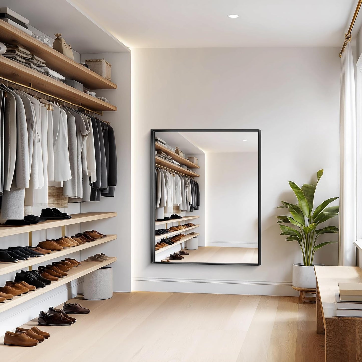 Black Bathroom Mirror, 40x48 Inch Rectangular Framed Mirror, Large Wall Mounted Bathroom Vanity Mirror Over Sink for Bedroom,Restroom, Living Room, Hangs Vertically or Horizontally