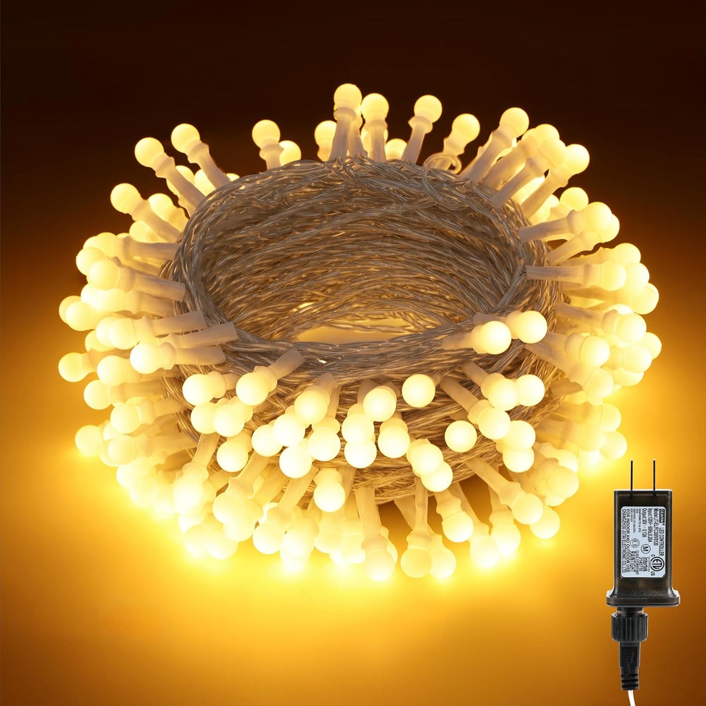 Brizled LED String Lights, 66ft 200 LED Christmas Lights, 8 Modes Soft White String Lights, Indoor Berry String Lights, Christmas Lights with Timer, Xmas Tree Lights for Wedding Party Room, Clear Wire