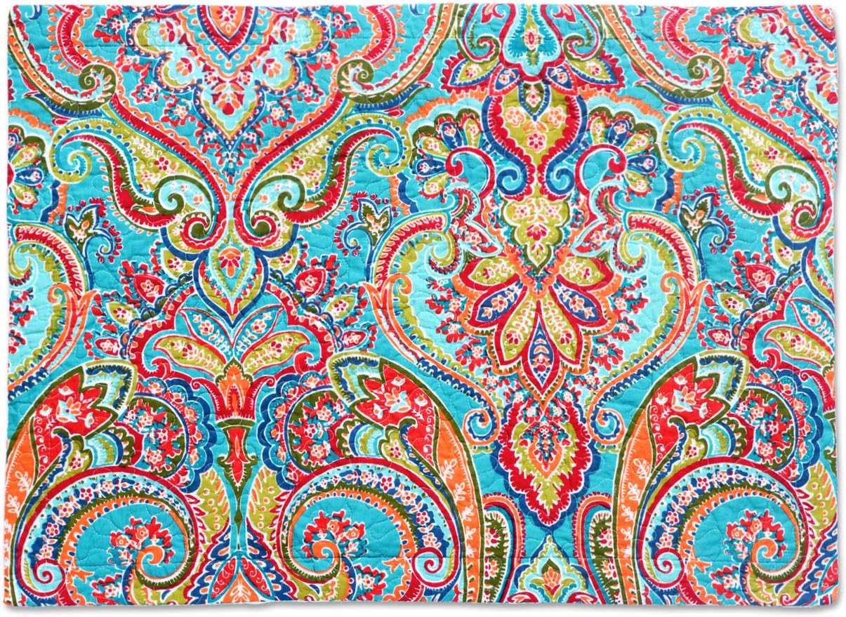 NEWLAKE Quilted Cotton Bed Pillowcases, European Gorgeous Floral Pattern, 2 Pieces, 20x27 Inch