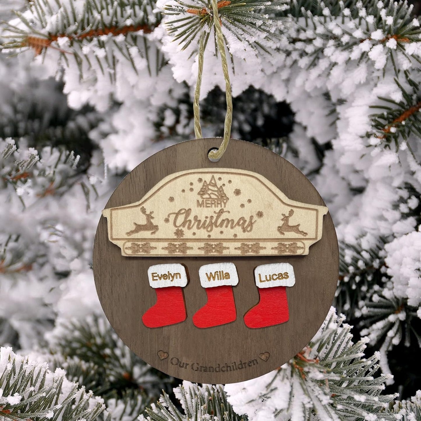 2025 Christmas Ornaments Personalized Christmas Family Name Ornaments,Custom Stocking Wooden Christmas Ornament Family of 2/3/4/5/6/7/8,Customized Xmas Ornament Tree Deorations,Personalized Gifts