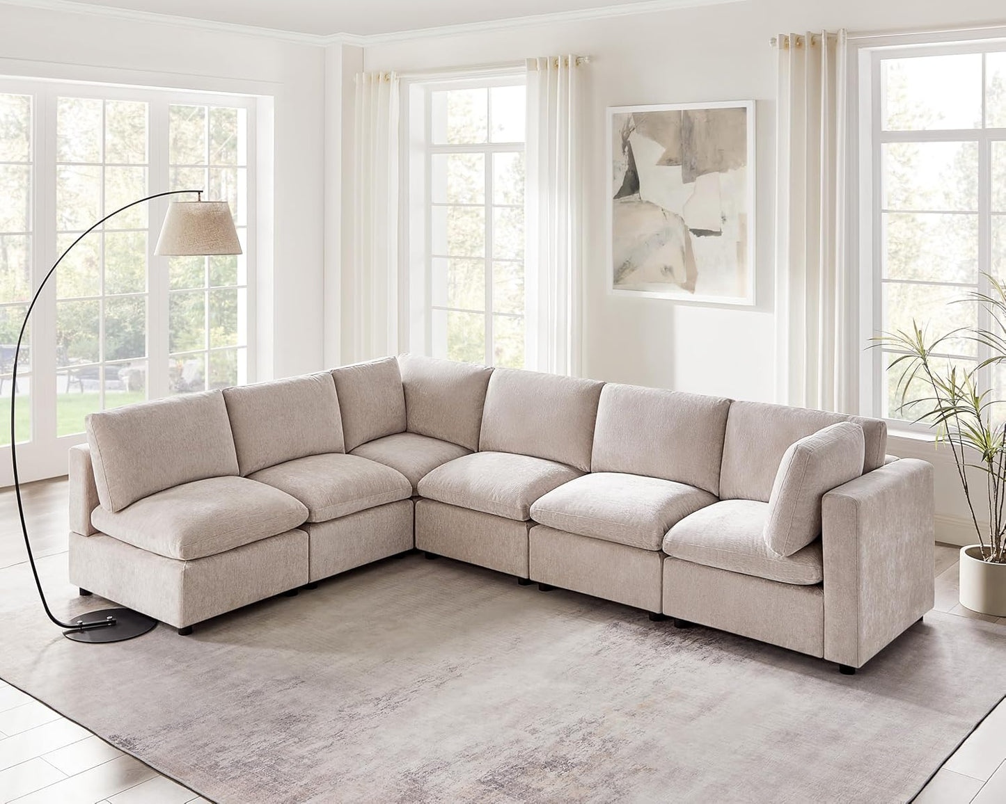 Modular Sectional Sofa, Convertible Sofa Couch Modular Sofa with Ottoman, Sectional Sofas for Living Room Small Apartments