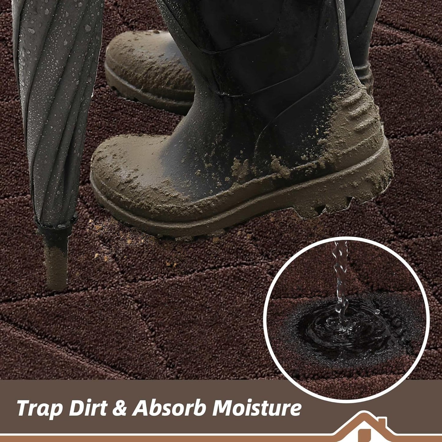 BEQHAUSE Dirt Trapper Door Mat 32" x 48", Doormat Non-Slip Entryway Rugs Washable, Dog Door Mat Stain Resistant and Absorbent Welcome Floor Mat for Front Back Door, Muddy Wet Shoes & Paws, Brown