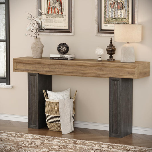 Rresyet 63 Inch Long Console Table, Sofa Table Behind Sofa, Wooden Entryway Table, Farmhouse Entryway Table for Entry, Hallway, Living Room (Wood)